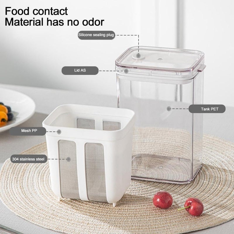 TAZLYN Yogurt Filter Strainer Hung Curd Maker Hung Curd Strainer Box Yogurt Strainer for Hung Curd Dahi Strainer Fine Mesh Strainer with Lid 1100ml for Making Thick Greek YogurtSoybean MilkKefir - Image 3