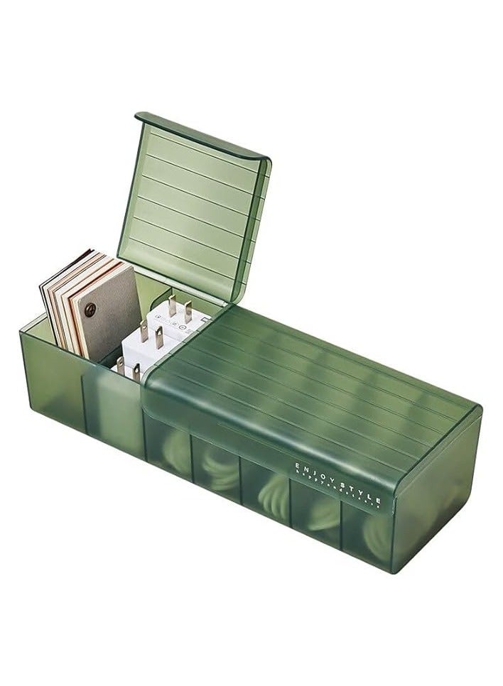IBAMA Acrylic Cable Storage Box Data Line Storage Container Desk Stationery Makeup Organizer Key Jewelry Box Office (White) - Image 2