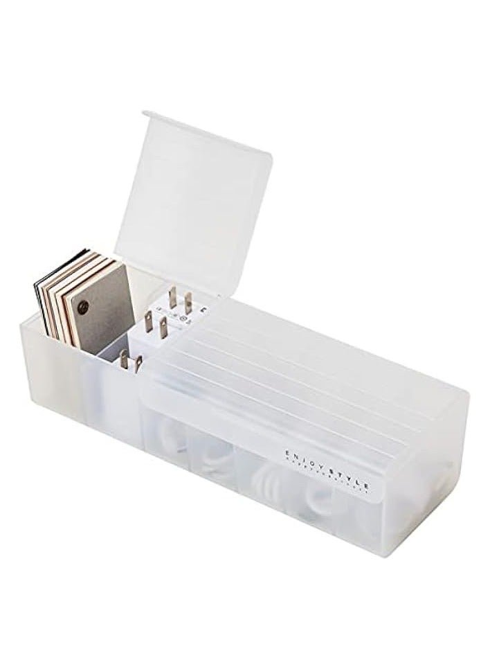 IBAMA Acrylic Cable Storage Box Data Line Storage Container Desk Stationery Makeup Organizer Key Jewelry Box Office (White) - Image 1