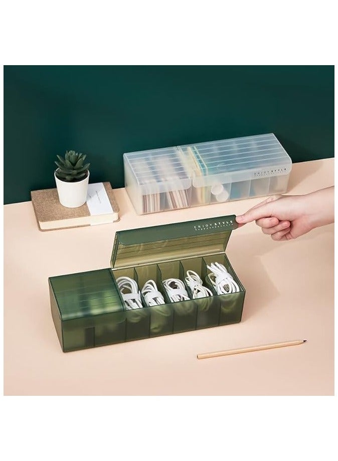 IBAMA Acrylic Cable Storage Box Data Line Storage Container Desk Stationery Makeup Organizer Key Jewelry Box Office (White) - Image 4
