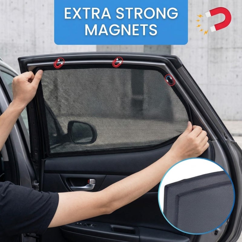 Neodrift 'NeoShade' Magnetic Car Sunshades for Kia Sonet (UV Protection, Strong Magnetic Grip, Zipper Design, Temperature & Privacy Control) (Set of 2) (Front Side Windows Only) - Image 4