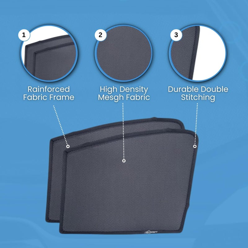 Neodrift 'NeoShade' Magnetic Car Sunshades for Kia Sonet (UV Protection, Strong Magnetic Grip, Zipper Design, Temperature & Privacy Control) (Set of 2) (Front Side Windows Only) - Image 2