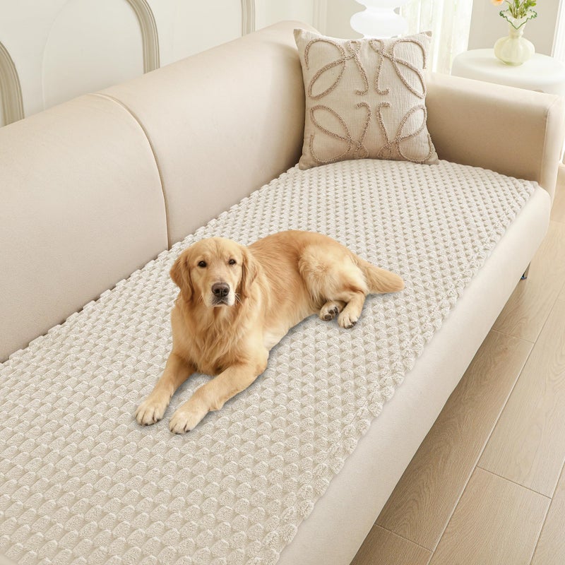 Foxdecor Couch Cover for Dogs, Sofa Protector Furniture Covers for Pets, Couch Covers for 3 Cushion Sofa Cover, Non Slip Sofa Slipcover Pet Covers. (White,28"x53") - Image 1