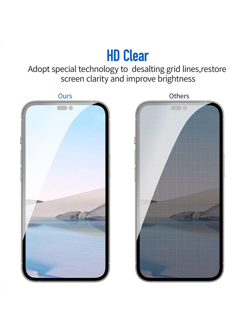 تغطية كاملة للخصوصية لشاشة iPhone 14 Pro Max مع صلابة 9H من الزجاج المقسى، ميزة خالية من الفقاعات وبصمة الإصبع، 6.7 بوصة