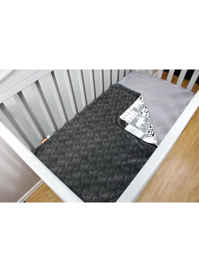 Dear Baby Gear Bears Deluxe Baby Blanket - Reversible Minky, Milestone & Newborn Gifts for Girls and Boys - Plaid,Bears, Moose, Mountains, Woodgrain Faux Quilt - Black Woodgrain Minky - 40" x 30" - Image 5