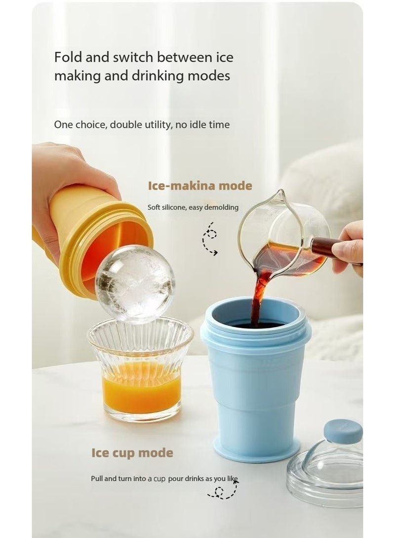 NICE New Folding Ice Ball Cup, 3-in-1 Press Type Quick Ice Maker Cup, Portable Mini Silicone Ice Cube Mold Bottle, Reusable Foldable Summer Cold Drink Water Cup for Outdoor Home Travel(Colorful) - Image 2