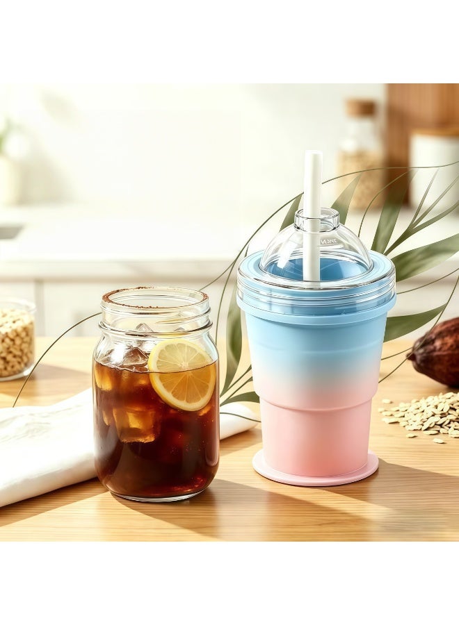 NICE New Folding Ice Ball Cup, 3-in-1 Press Type Quick Ice Maker Cup, Portable Mini Silicone Ice Cube Mold Bottle, Reusable Foldable Summer Cold Drink Water Cup for Outdoor Home Travel(Colorful) - Image 4