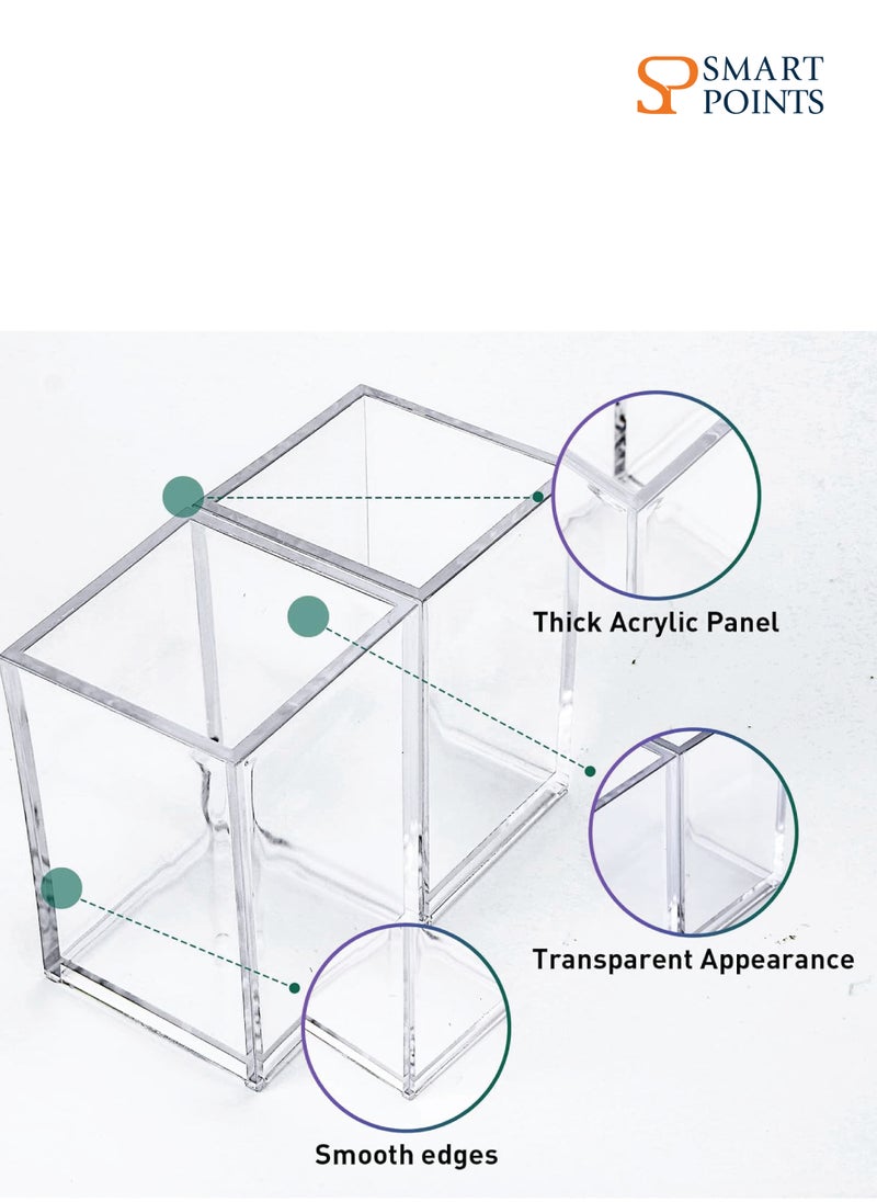 SMARTPOINTS 10 Pack Clear Acrylic Pen Holder Makeup Brush Holder Desktop Pencil Organizer Acrylic Pencil Cup Stationery Office Organizer Accessory for Office School Makeup Desk  - Image 2
