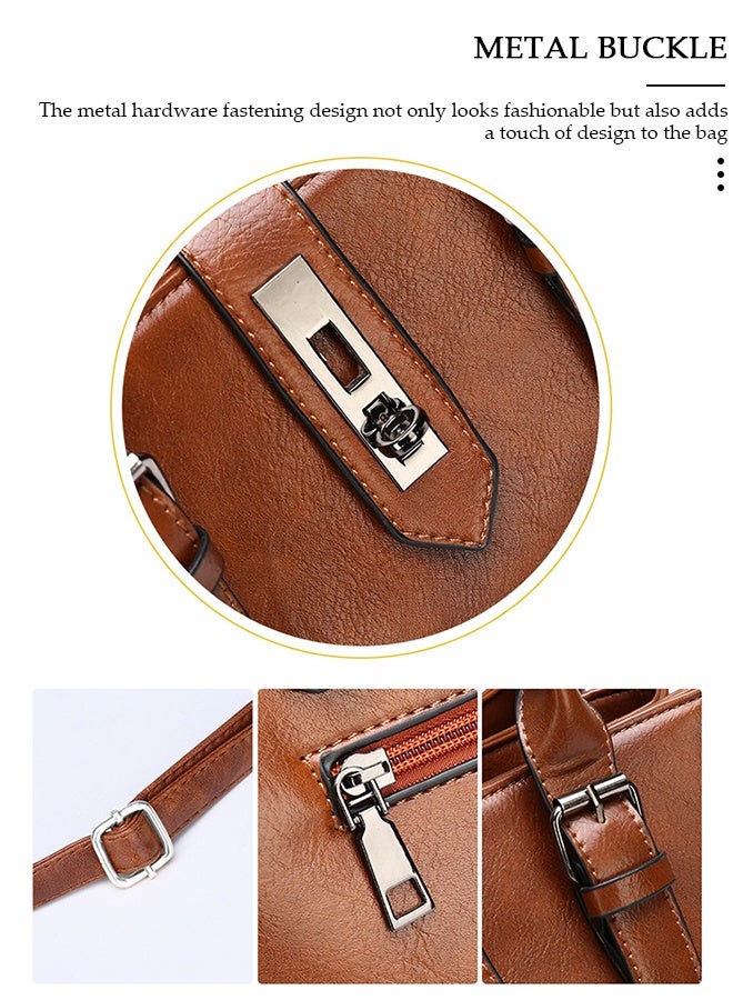 DUNISO 3 Pieces Shoulder Bag Set for Women Multipurpose Faux Leather Vintage Crossbody Bag Clamshell Design Small Purse Mini Card Holder for Ladies Fashion Travel Tote Bag Handbags - Image 2