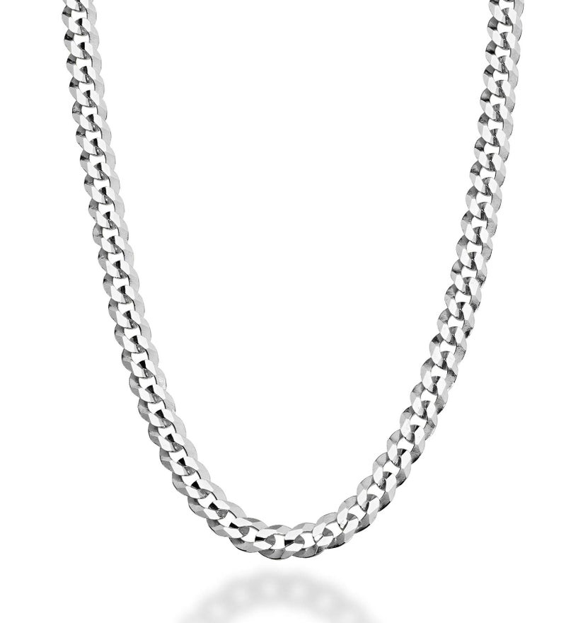 Miabella Solid 925 Sterling Silver Italian 5mm Diamond Cut Cuban Link Curb Chain Necklace for Women Men, Made in Italy (20 Inches) - Image 1
