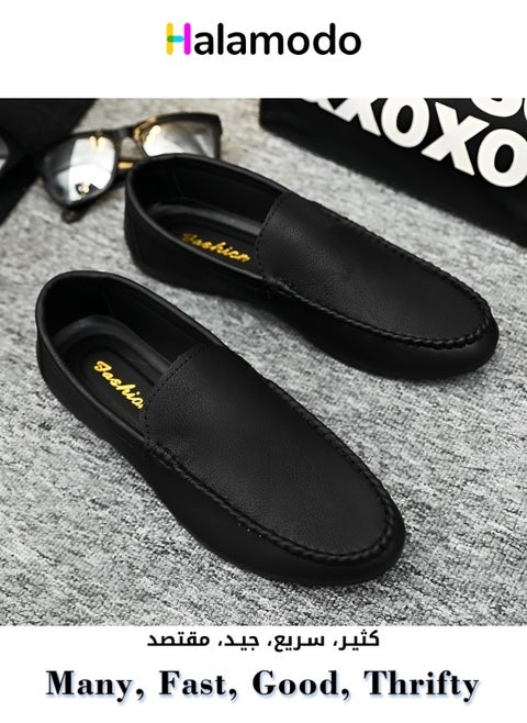 Men's High Quality Genuine Leather Casual Loafers Breathable Driving Shoes Fashionable Slippers