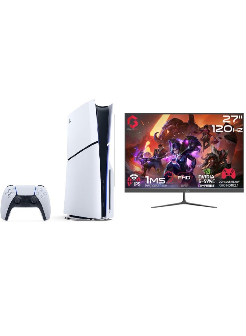 Sony VisionStrike Gamer Pack - 27” FHD 120Hz IPS 1ms Monitor with Speakers + PlayStation 5 Digital Edition - Image 1