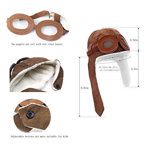 Happy Will Baby Pilot Hat Warm Aviator Cap with Earflaps Unisex Kids Fleece Winter Protect Beanie Hat for Kids Boys(Brown) - Image 3