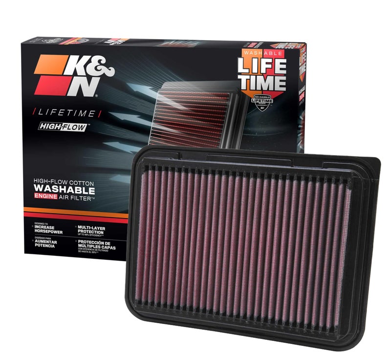 K&N High-Flow Original Lifetime Engine Air Filter: Increase Power: Premium, Washable: Compatible with Pontiac/Scion/Toyota: (See Product Description for Select Models) 33-2360 - Image 1