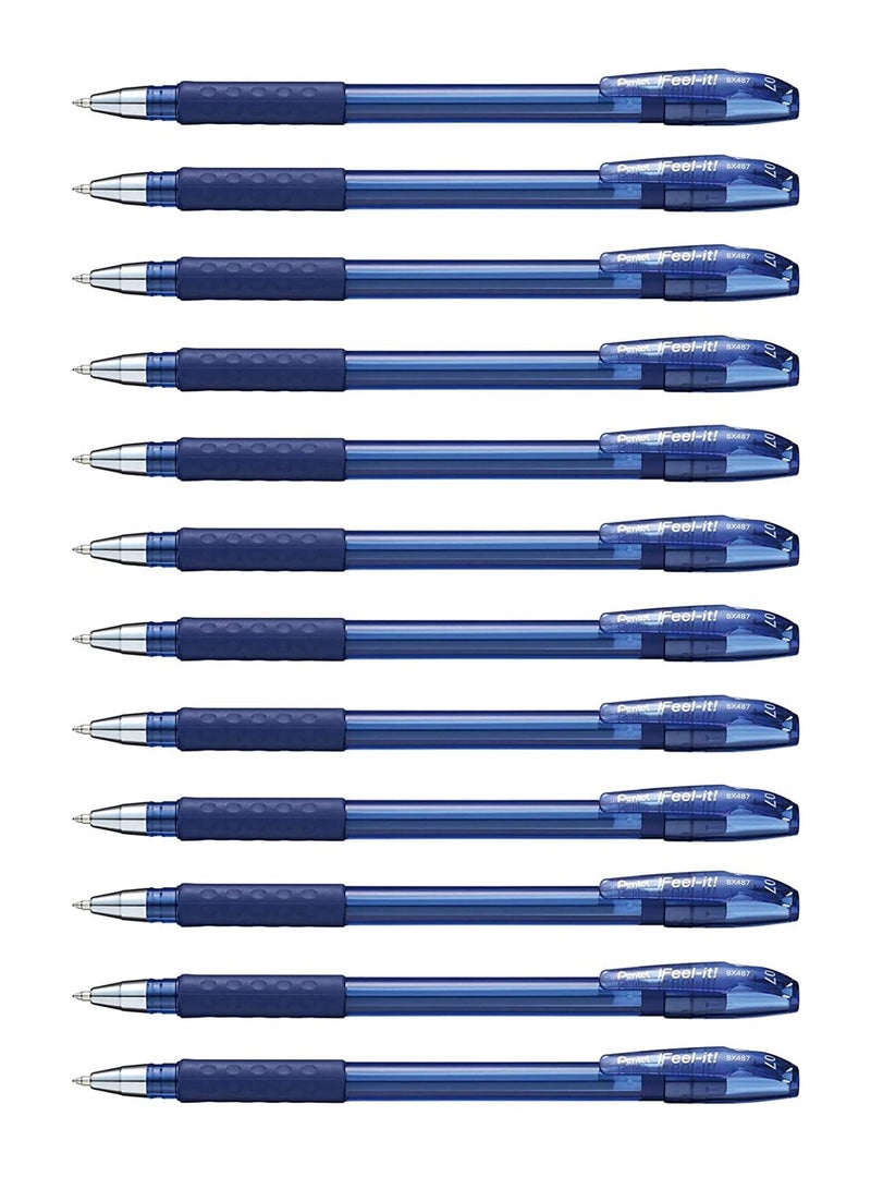 Pentel قلم حبر جاف 12 قطعة إيفيل-إت 0.7 مم طرف حبر أزرق - Image 1