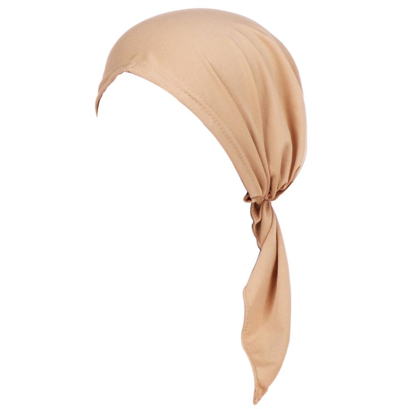 DancMolly Summer Chemo Scarf Lightweight Silky Beanie Ruffle Cap Cancer Headwear for Womens (Khaki) - Image 4