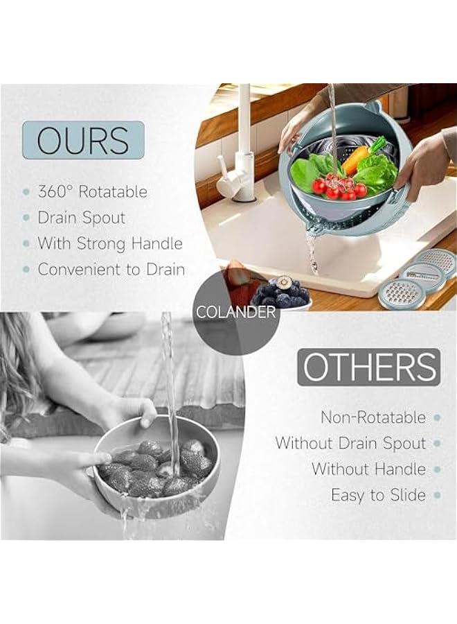 ميكسد 4-1 كولاندر مع مجموعة وعاء خلط - مصافي المطبخ ، مصافي الأغذية والكولاندر ، مصافي المعكرونة ، مصافي الأرز ، منظف الفواكه ، غسيل الخضروات ، سلطة الدوار ، شقة u0026 الأساسيات المنزلية (الأزرق) - Image 4
