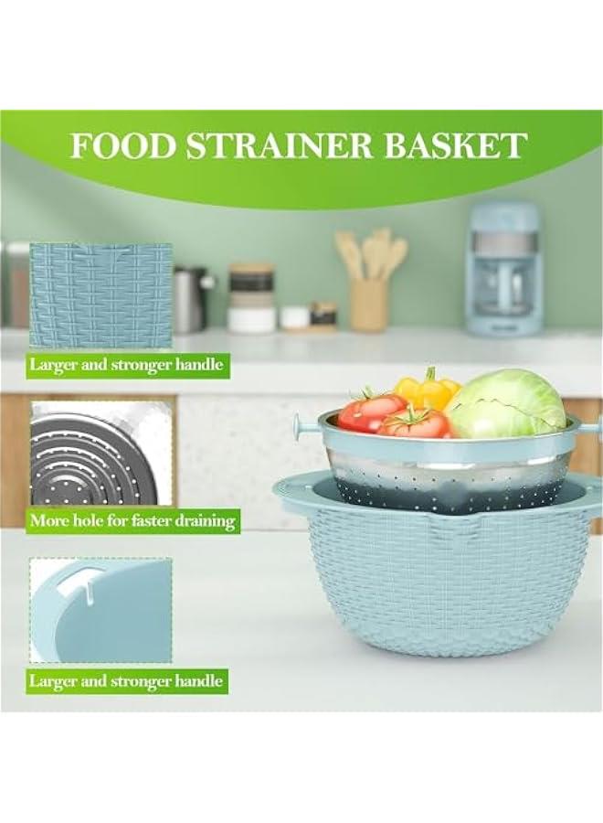 ميكسد 4-1 كولاندر مع مجموعة وعاء خلط - مصافي المطبخ ، مصافي الأغذية والكولاندر ، مصافي المعكرونة ، مصافي الأرز ، منظف الفواكه ، غسيل الخضروات ، سلطة الدوار ، شقة u0026 الأساسيات المنزلية (الأزرق) - Image 5