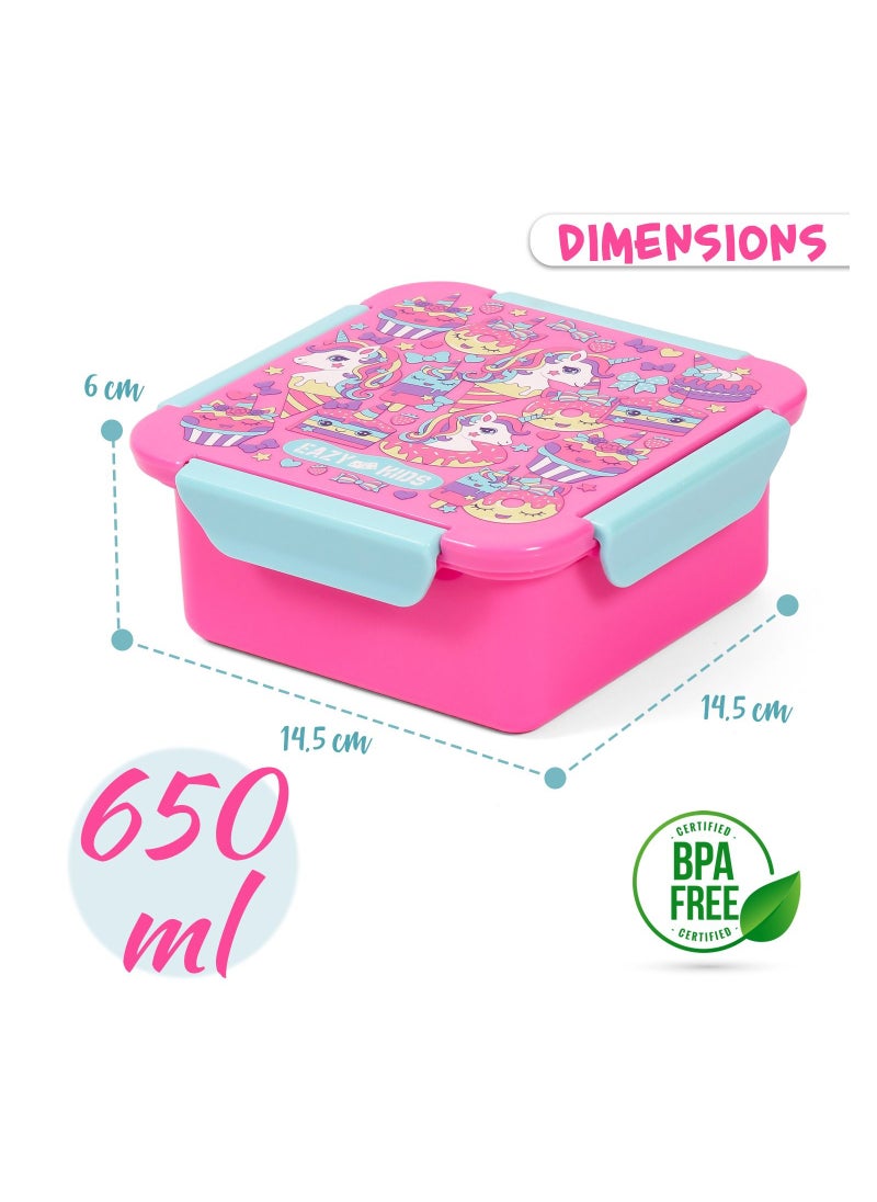Eazy Kids - Lunch Box Unicorn Desert  650Ml - Pink - Image 1