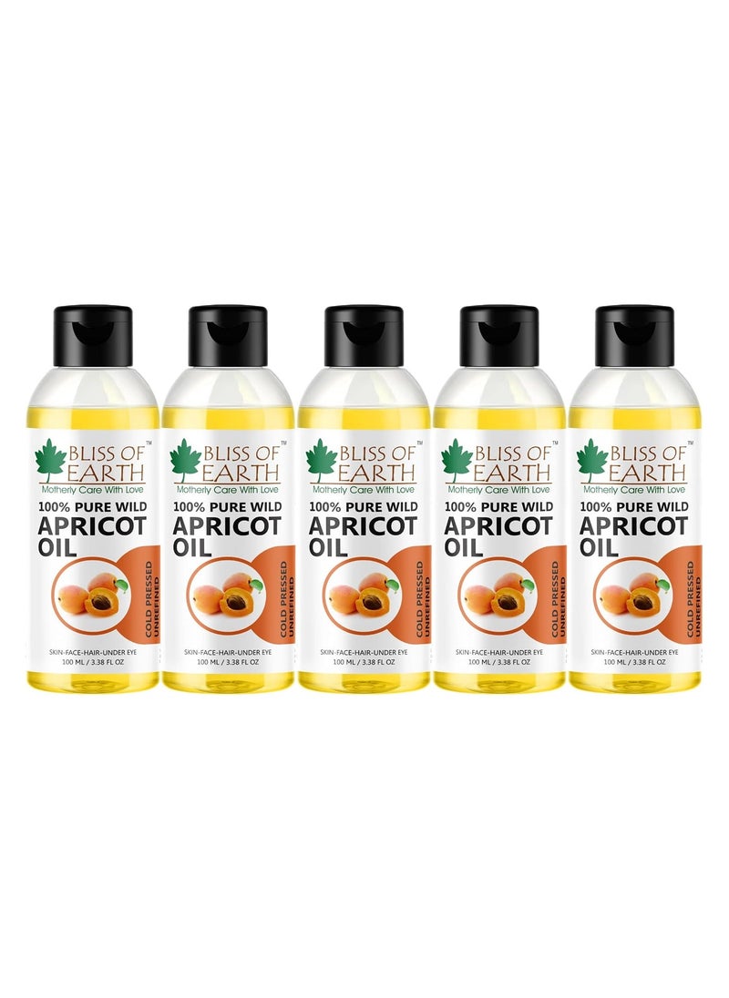 BLISS OF EARTH Apricot Oil 100ml Wildcrafted Himalayan Coldpressed & Unrefined Pack of 5  - Image 1
