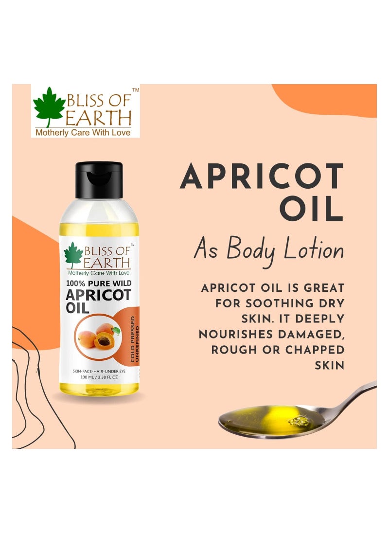 BLISS OF EARTH Apricot Oil 100ml Wildcrafted Himalayan Coldpressed & Unrefined Pack of 5  - Image 2