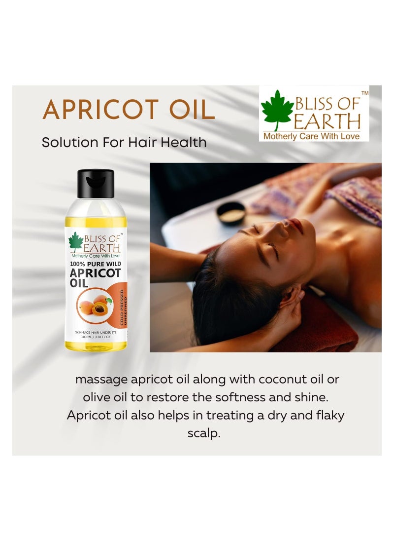 BLISS OF EARTH Apricot Oil 100ml Wildcrafted Himalayan Coldpressed & Unrefined Pack of 5  - Image 3