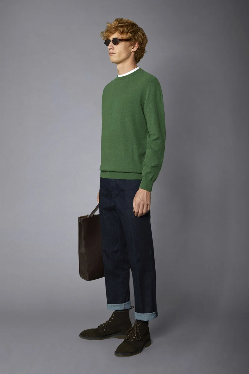 Doppelganger Green Men's crew neck wool blend lambswool - Green for Men | Best Price UAE