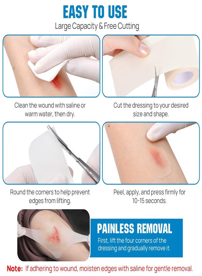 OUJEALEE Hydrocolloid Roll, 2 Inch x 120 Inch, 2 Rolls, Cut-to-Size, Hydrocolloid Dressing for Wound Care - Image 3