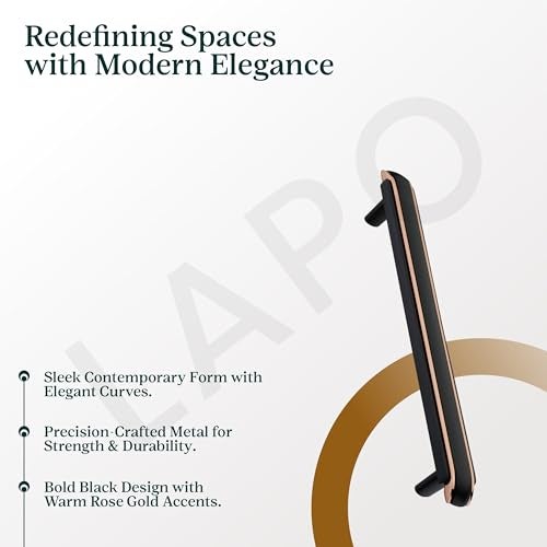 LAPO 2 Piece 6 Inch Drawer Handle for Kitchen Cabinets, Cupboards, Drawers – Black Rose Gold Finish Pull Handle for Modern Furniture (Pack of 2) - Image 4