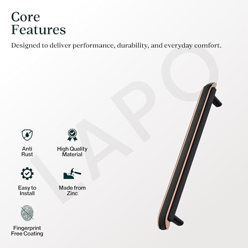 LAPO 2 Piece 6 Inch Drawer Handle for Kitchen Cabinets, Cupboards, Drawers – Black Rose Gold Finish Pull Handle for Modern Furniture (Pack of 2) - Image 3