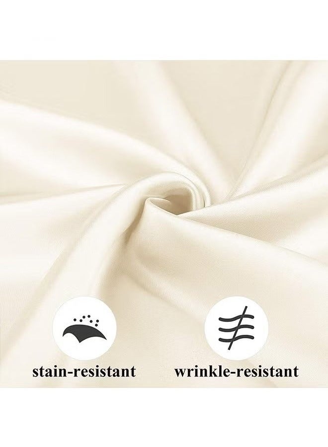 ELFSA Satin Napkins Square Table Napkins 10 Pcs 17x17" Soft Dinner Napkins Elegant Silk Napkins for Dinner Wedding Parties Soft Smooth Fabric Washable Napkins for Parties Weddings and Dinners (Ivory) - Image 2