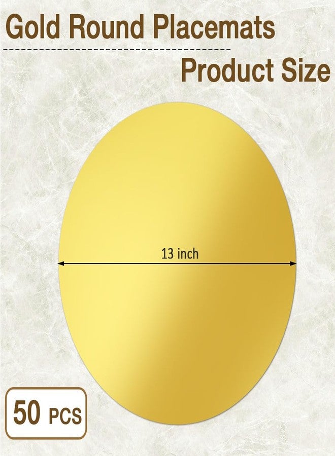 Goalfly 50PCS Round Gold Placemats, 13 Inch Disposable Placemats Table Mats for Dining, Table Mats for Birthday Wedding Bridal Shower - Image 2