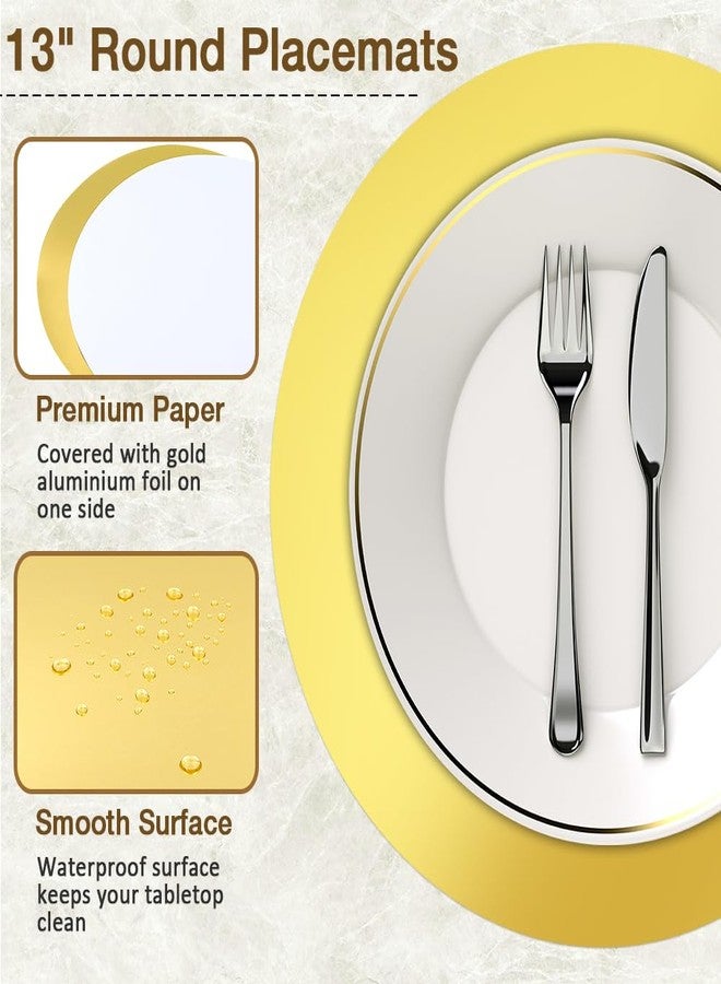 Goalfly 50PCS Round Gold Placemats, 13 Inch Disposable Placemats Table Mats for Dining, Table Mats for Birthday Wedding Bridal Shower - Image 3