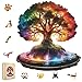 MEATRN Glowing Tree of Life Wooden Puzzles 200 Pieces Fantasy Forest Nature Landscape Irregular Shape Wood Jigsaw Puzzle for Adults Educational Puzzles for Family Game 105x114 in - Image 2