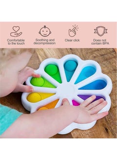 LEDIN Flower Push Pop It Pop Bubble Fidget Toys, Early Simple Dimple Educational Toy for Anxiety Color Recognition Educational Toys for Kids Stress Relief Anti-Anxiety ADHD Fidget Toy  - Image 3