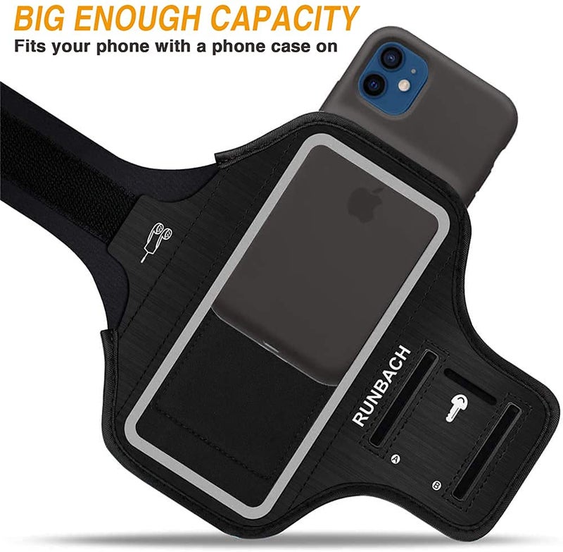 RUNBACH Armband for iPhone 16 Pro Max/16 Plus/15 Pro Max/15 Plus/iPhone 14 Pro Max/14 Plus/13 Pro Max/12 Pro Max/11 Pro Max/Xs Max,Running Exercise Arm Band with Card Slot for iPhone Max (Black) - Image 5