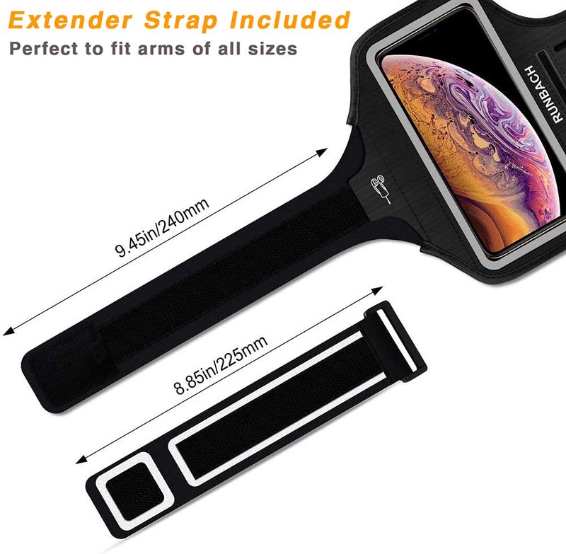 RUNBACH Armband for iPhone 16 Pro Max/16 Plus/15 Pro Max/15 Plus/iPhone 14 Pro Max/14 Plus/13 Pro Max/12 Pro Max/11 Pro Max/Xs Max,Running Exercise Arm Band with Card Slot for iPhone Max (Black) - Image 2