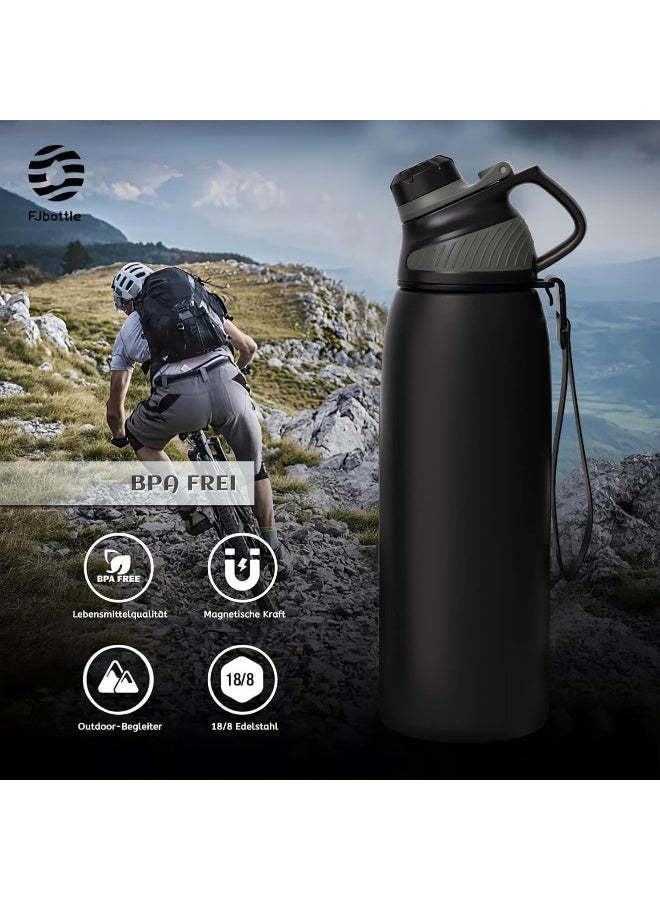 FjBottle Stainless Steel Water Bottle 1L with Magnetic Lid, BPA Free Insulated Water Bottle, Sports Metal Water Bottle Hot&Cold Drinks Vacuum Flask Leak-Proof for Gym, Work, Travel - Image 2