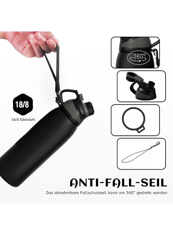 FjBottle Stainless Steel Water Bottle 1L with Magnetic Lid, BPA Free Insulated Water Bottle, Sports Metal Water Bottle Hot&Cold Drinks Vacuum Flask Leak-Proof for Gym, Work, Travel - Image 3