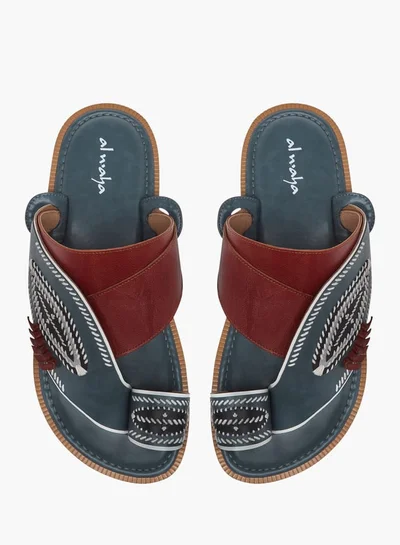 Al Waha Men Embroidered Slip-On Arabic Sandals with Toe Loop Ramadan Collection
