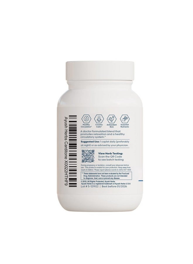 Ayush Herbs - Carditone Doctorformulated Natural Ayurvedic Herbal Supplement Trusted For Over 30 Years 60 Vegetarian Caplets - Image 1