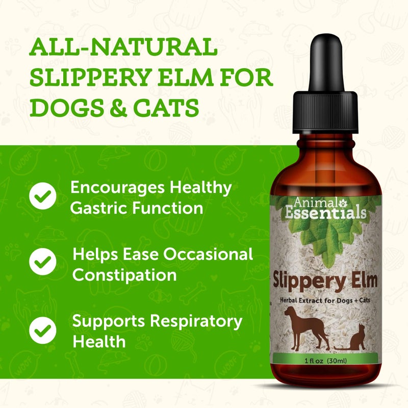 Animal Essentials Slippery Elm - Herbal Extract for Dogs and Cats, Promotes Healthy Digestion, Bowel Function, Certified Organic Herbs, All Natural, Respiratory Health, Liquid Formula - 1 Fl Oz - Image 2