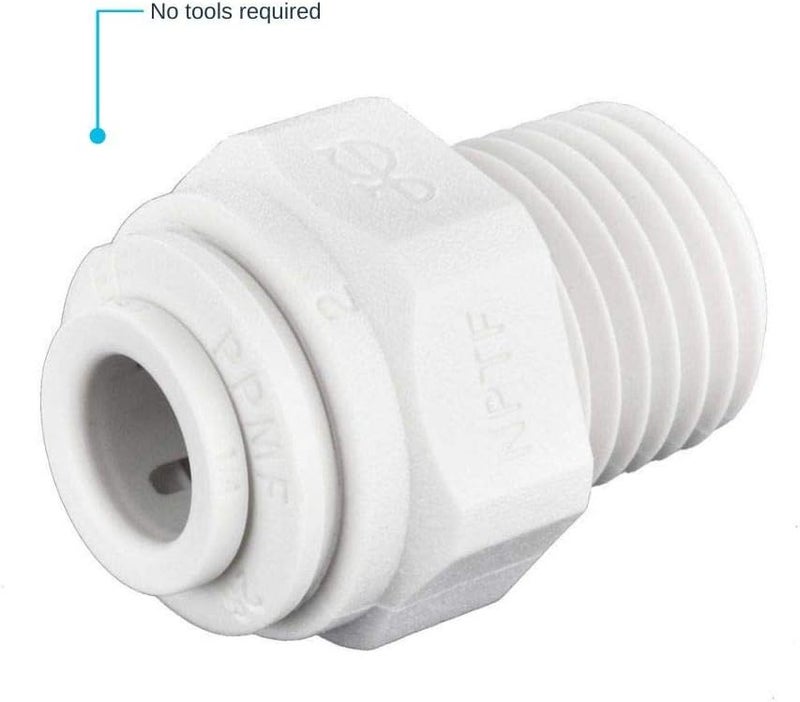 John Guest 1/4 Inch OD x 1/4 Inch NPT Straight Adapter, Push to Connect Plastic Plumbing Fitting, PP010822WP - Image 5