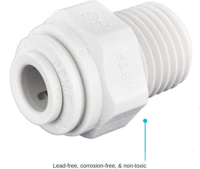 John Guest 1/4 Inch OD x 1/4 Inch NPT Straight Adapter, Push to Connect Plastic Plumbing Fitting, PP010822WP - Image 4