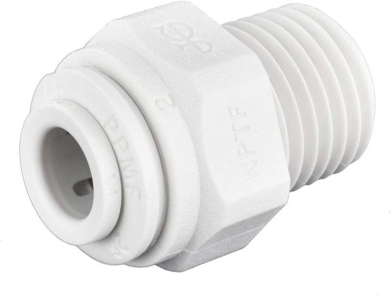 John Guest 1/4 Inch OD x 1/4 Inch NPT Straight Adapter, Push to Connect Plastic Plumbing Fitting, PP010822WP - Image 1