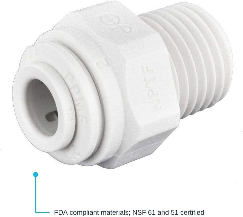 John Guest 1/4 Inch OD x 1/4 Inch NPT Straight Adapter, Push to Connect Plastic Plumbing Fitting, PP010822WP - Image 2