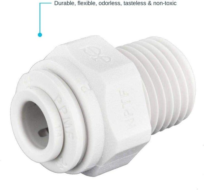 John Guest 1/4 Inch OD x 1/4 Inch NPT Straight Adapter, Push to Connect Plastic Plumbing Fitting, PP010822WP - Image 3