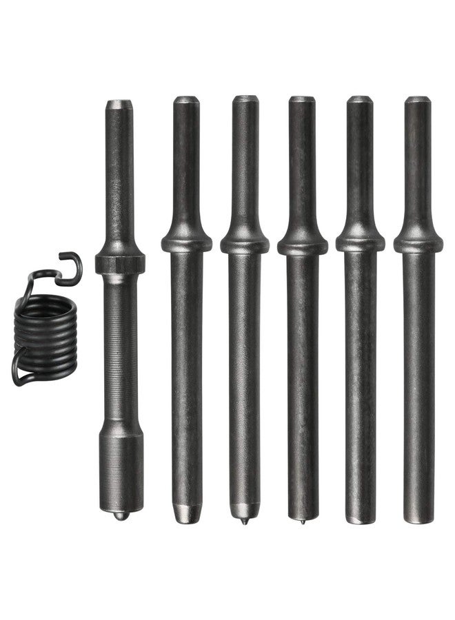 YaeKoo 7 Pcs Air Hammer Bits Accessories 0.401 Shank Heavy Duty Smoothing Pneumatic Air Rivet Hammer Chisel High Carbon Steel Bits Extended Length Tools Kit with Spring - Image 1