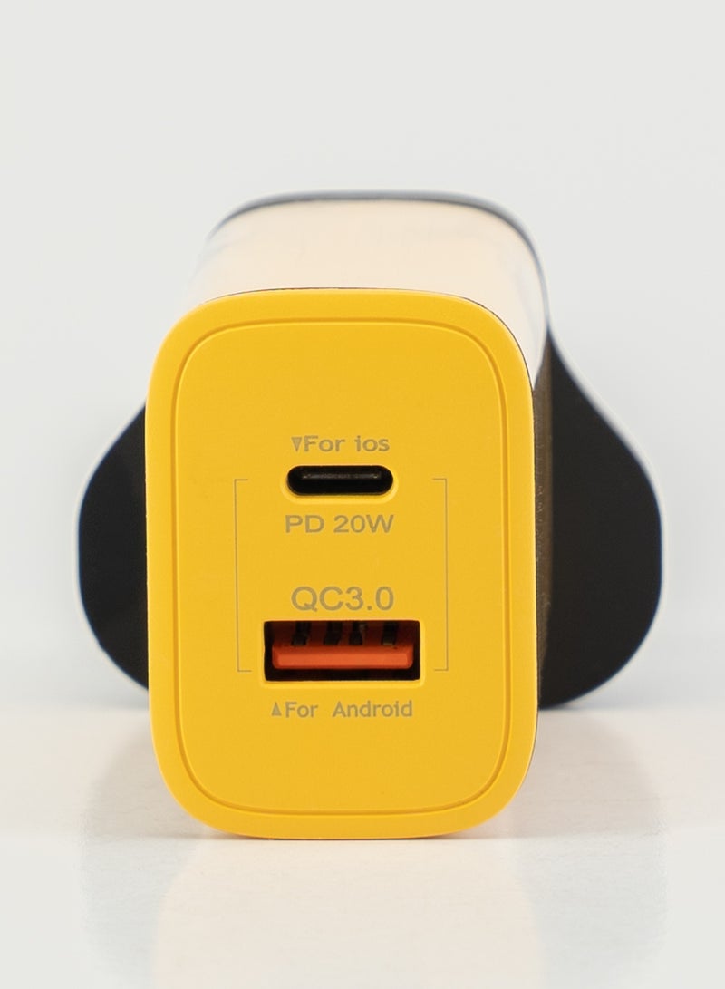 JBQ PD+USB Dual Port Fast Charging Adapter With C to C Cable - Image 2