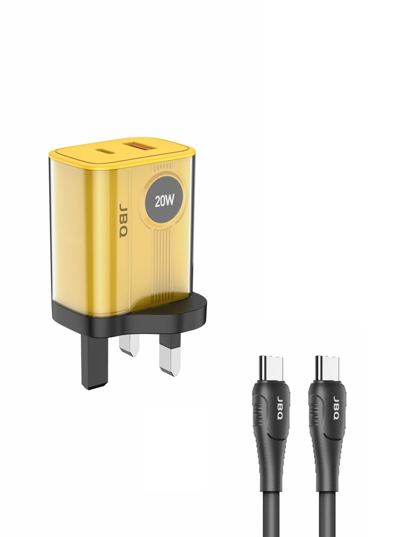 JBQ PD+USB Dual Port Fast Charging Adapter With C to C Cable - Image 1